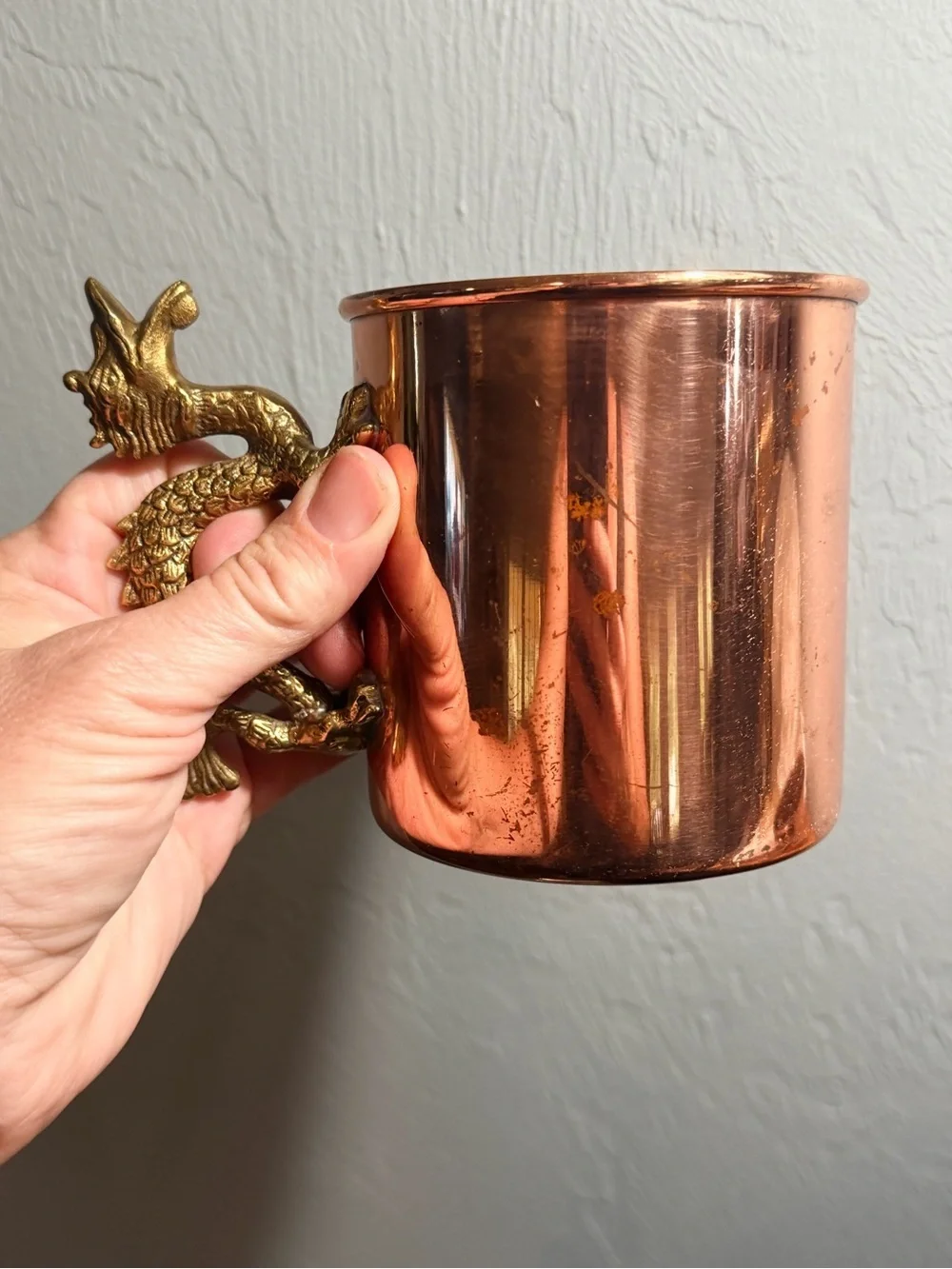 Vintage Copper Moscow Mule Mug Set - Copper Finish and brass dragon handles